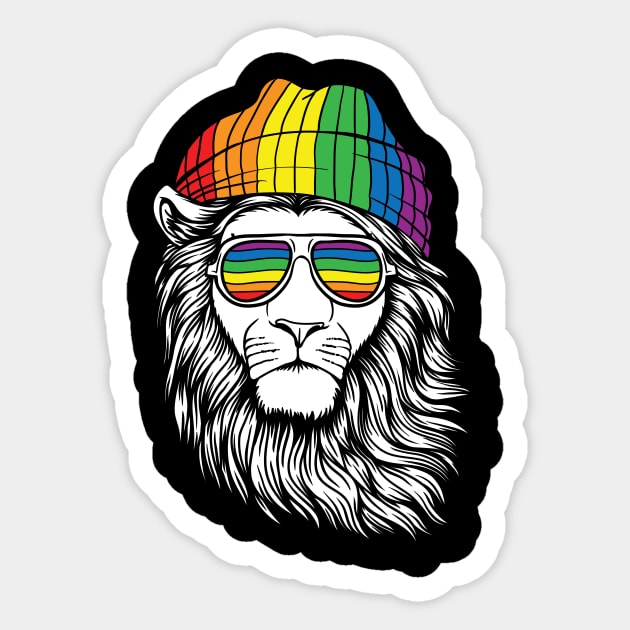 LGBT Lion Gay Pride LGBTQ Rainbow Flag Sunglasses Sticker by larfly